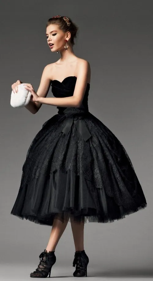 Elegant Black Tea Length Wedding Dresses for a Timeless Bridal Look